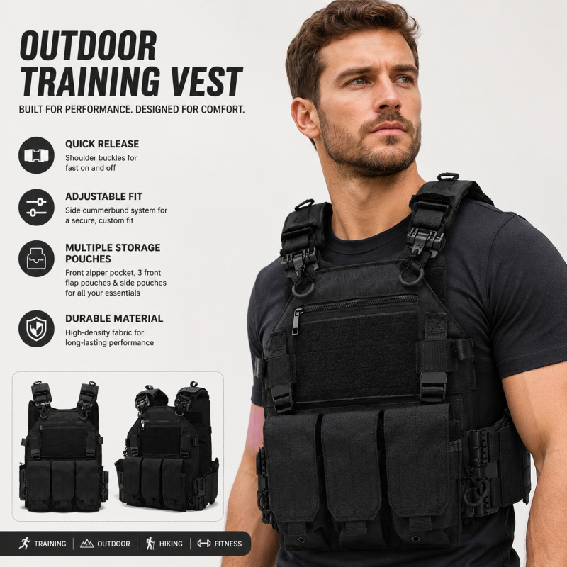 Outdoor Hunting Vest - سترة تكتيكية من البوليستر مع حامل
