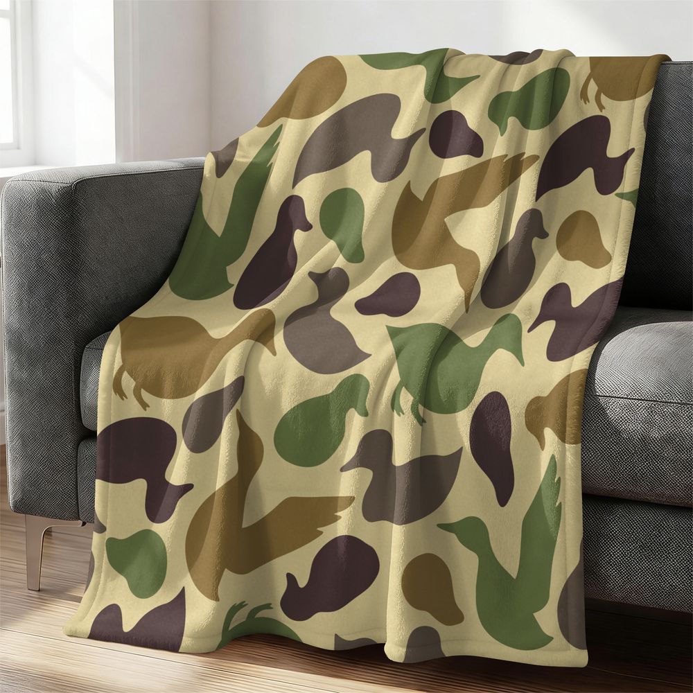 Hunting Outdoor Rug - بطانية فلانيل بنقشة البط ناعمة ومريحة