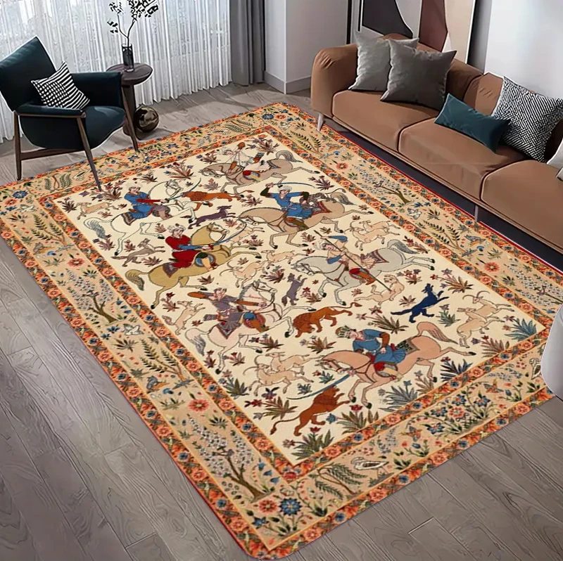 Hunting Outdoor Rug - سجادة فارسية عتيقة بنقوش زهور للصيد،