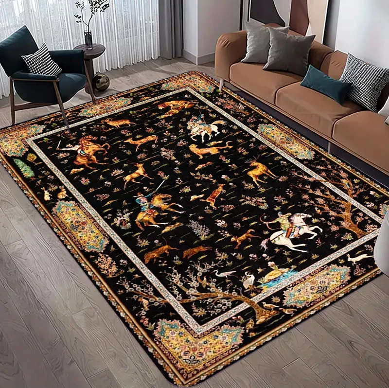 سجادة فارسية عتيقة بنقوش زهور  - مراجعة Hunting Outdoor Rug وسعره